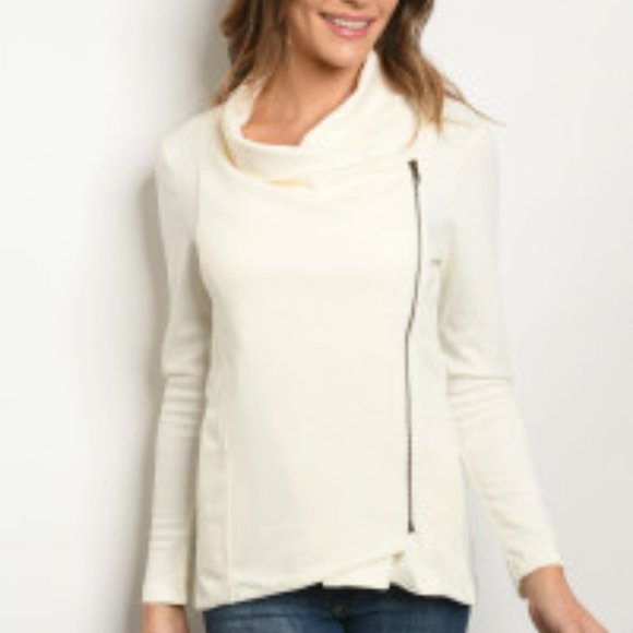 NWT Ivory lapel collar zip blazer jacket - Picture 2 of 3